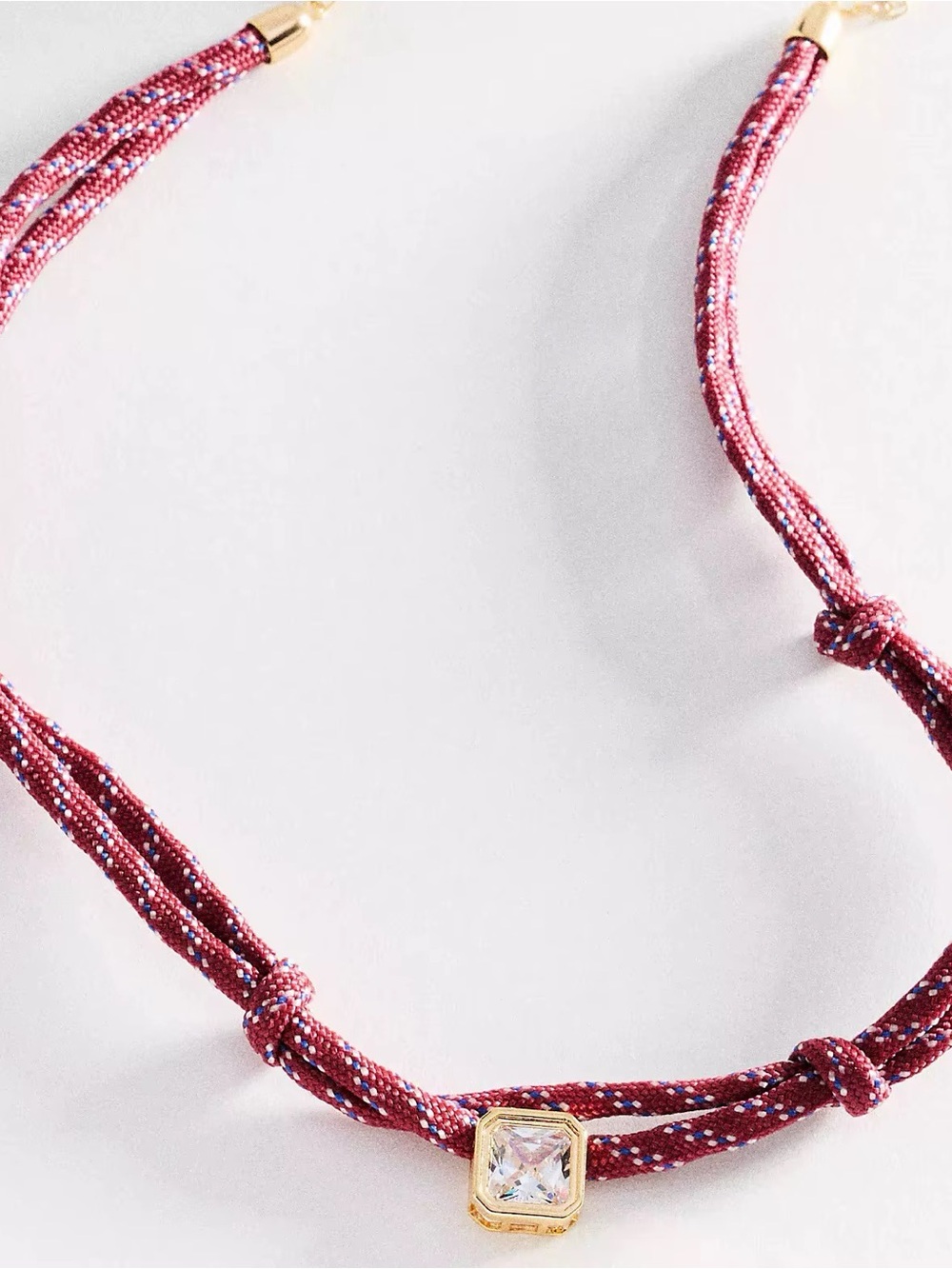 Paracord Crystal Statement Necklace Twisted cord pedant Gorpcore utility jewelry